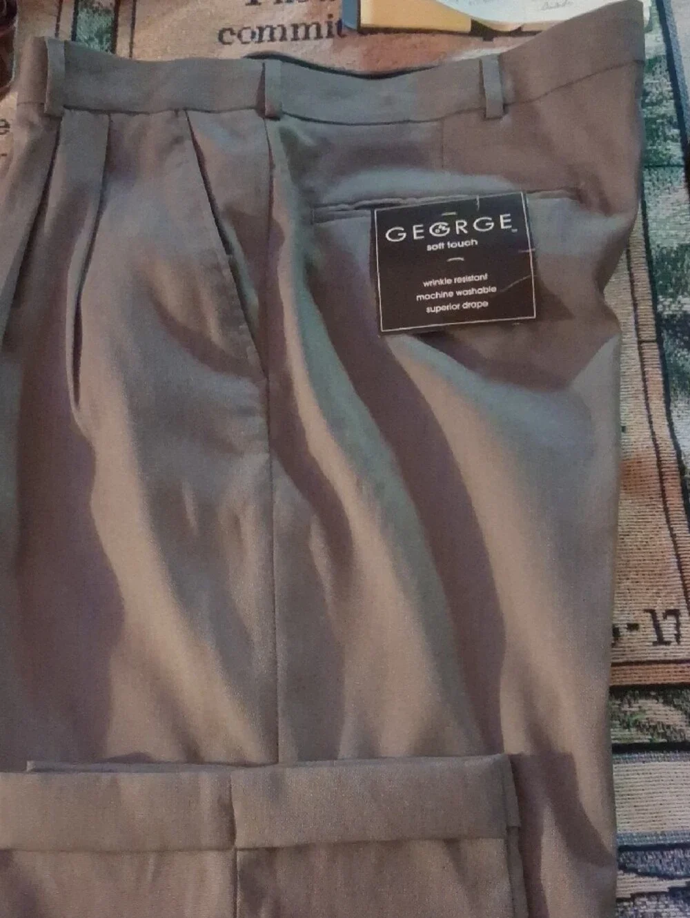 George Men's Pleated Dress Pants - Taupe Gray 42-30